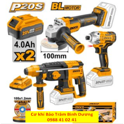 INGCO23_Combo 3 máy siết vít, máy mài và khoan bê tông dùng pin COSLI230520